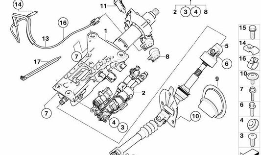 Steering lock positioning unit for BMW E60, E61, E63, E64 (OEM 32306765858). Original BMW