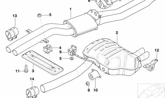 Silence arrière OEM 18107506470 pour BMW E46 316i, 318i, 320i, 323i, 325i, 328i, 330i. BMW d'origine.