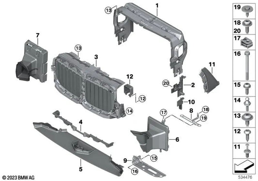 Respiro de ar direito para BMW G07, G07N (OEM 51747458858). BMW originais.
