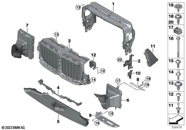 Air Breather derecho para BMW G07, G07N (OEM 51747458858). Original BMW.