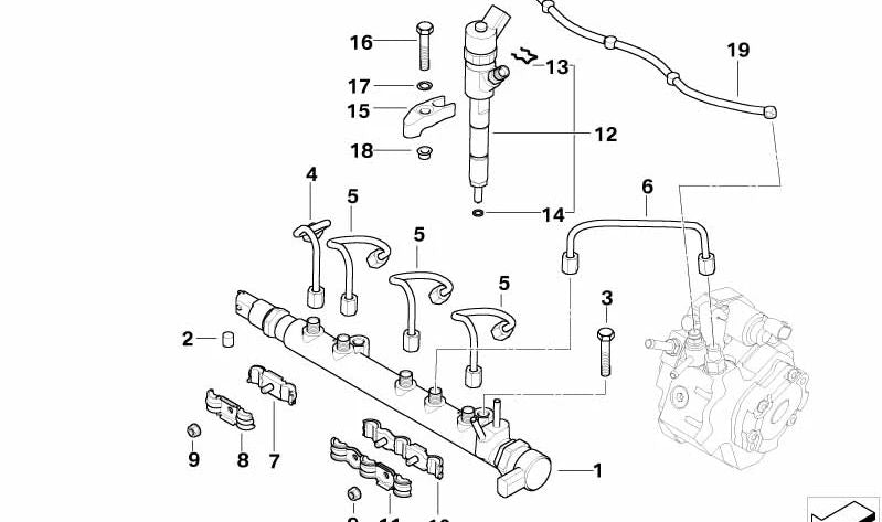 Acumulador de presión OEM 13537799447 para MINI One D R50 (2003–2006). Original MINI.