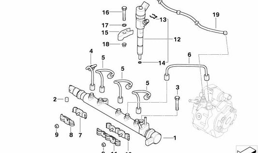 Acumulador de presión OEM 13537799447 para MINI One D R50 (2003–2006). Original MINI.