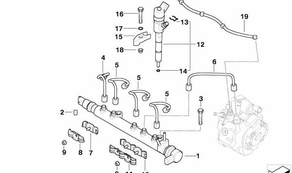 Acumulador de presión OEM 13537799447 para MINI One D R50 (2003–2006). Original MINI.