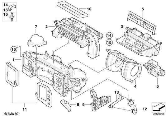 Caixa de ventilador vazia para BMW Série 5 E60, E60N, E61, E61N, Série 6 E63, E63N, E64, E64N (OEM 64116921066). BMW original