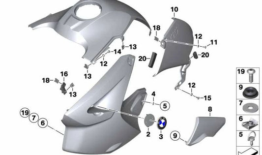 OEM 46637672095 Suporte à placa lateral esquerda para BMW Motorrad R 1150 R, R 1150 RS, R 1150 RT, R 1150 GS, R 1150 GS Aventura, R 1150 Rockster. BMW Motorrad original.