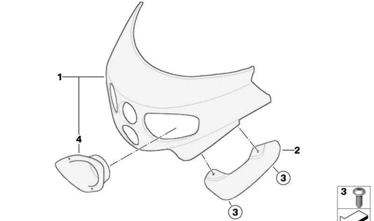 Paramento de faro izquierdo OEM 46637669317 para motos BMW R1200 CL. Original BMW Motorrad.
