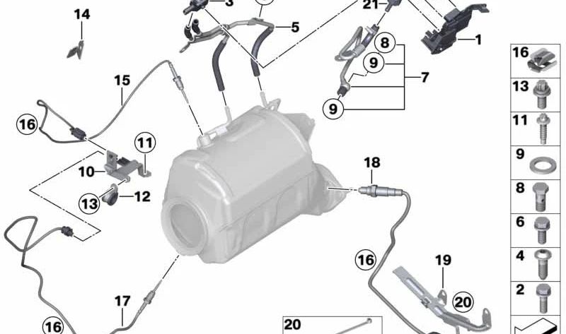 Tubo de presión de escape OEM 13628513588 para BMW F10, F11, F01, F02, F15, F16. Original BMW.