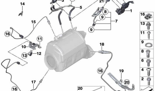 Tubo de presión de escape OEM 13628513588 para BMW F10, F11, F01, F02, F15, F16. Original BMW.
