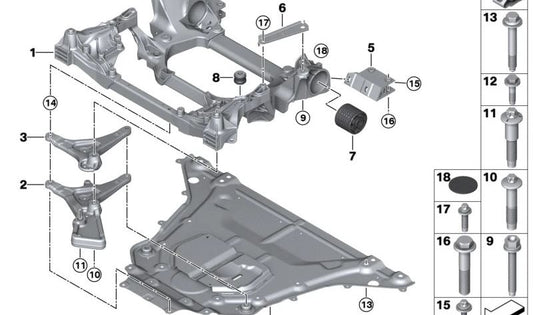 Tornillo combinado OEM 39106865725 para BMW G28, G26 (i4, M50, eDrive40), G60, G61, G68, G70, G05, i3. Compatible con múltiples versiones de chasis y sistemas de tracción. Original BMW.