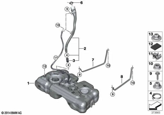 Plastic filler pipe for BMW F45, F46 (OEM 16117482639). Original BMW.