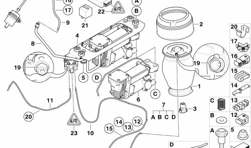Soporte de conducto de freno OEM 34326759039 para BMW E60, E60N, E61, E61N, E63, E63N, E64, E64N. Original BMW.
