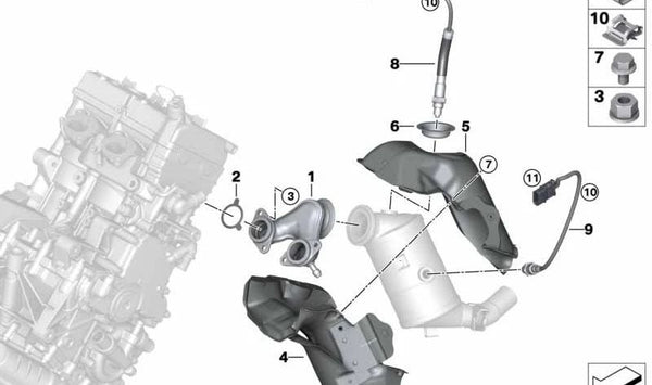 Protector térmico de escape OEM 11627623114 para BMW i3 (I01, I01N). Original BMW.