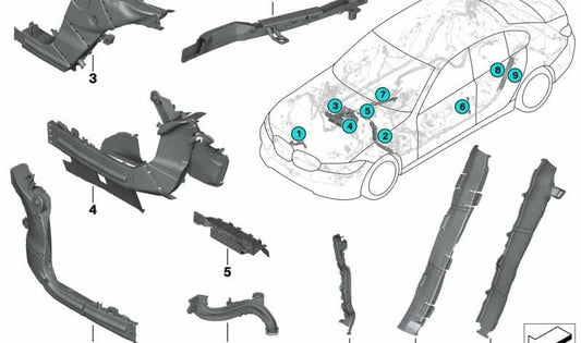 OEM right wiring duct 61136991116 for BMW G20, G20N, G21, G21N, G80, G80N, G81, G81N. Original BMW piece.