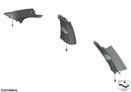 Right Alcantara A-pillar trim for BMW F95, G05 (OEM 51435A0D9A4). Original BMW.