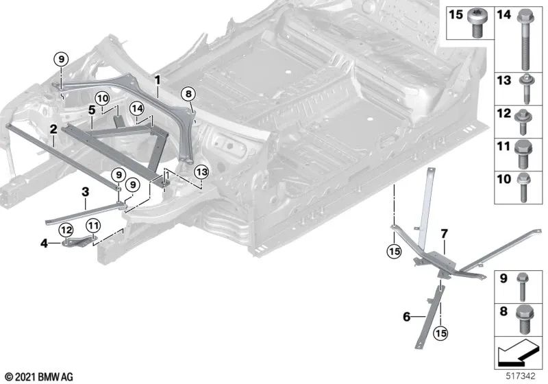Flangia di supporto del motore destro per BMW F30, F31, F32, F34, F35 (OEM 51619478020). BMW originale