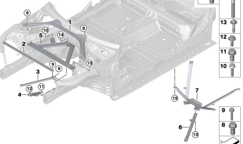Front strut bar OEM 51617011142 for BMW G26 (4 Series Gran Coupe). Original BMW.