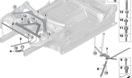 Front strut bar OEM 51617011142 for BMW G26 (4 Series Gran Coupe). Original BMW.