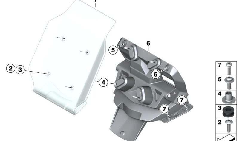Soporte parabrisas OEM 46639445311 para BMW Motorrad R1200GS (K50), R1200GS Adventure (K51), R1250GS (K50), R1250GS Adventure (K51). Original BMW Motorrad.