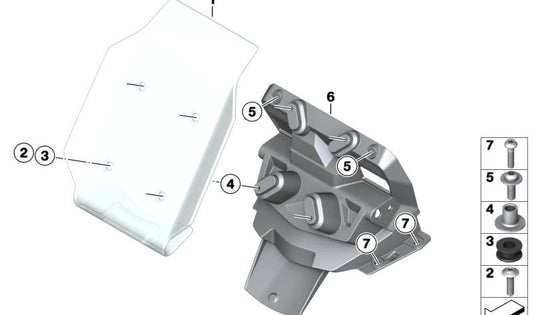 Soporte parabrisas OEM 46639445311 para BMW Motorrad R1200GS (K50), R1200GS Adventure (K51), R1250GS (K50), R1250GS Adventure (K51). Original BMW Motorrad.