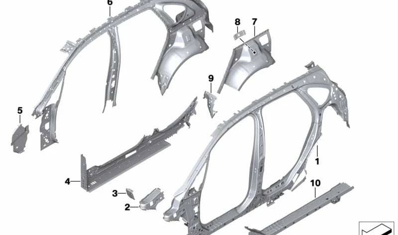 Umbral interior derecho OEM 41007402220 para BMW F45. Original BMW.