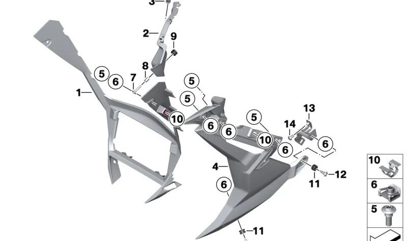 Duto de ar de alimentação do radiador OEM 46639480405 para motocicletas BMW S 1000 R, M 1000 R. Originais BMW Motorrad.