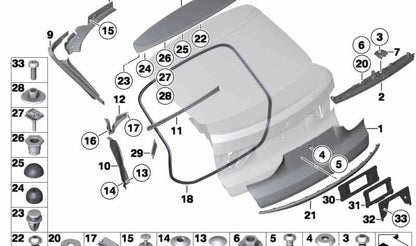 Trunk Lid Trim OEM 51137211221 for BMW 5 Series GT (F07). Original BMW.
