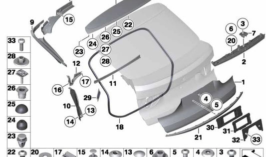 Embellecedor portón trasero imprimado OEM 51497343208 para BMW F07. Original BMW.