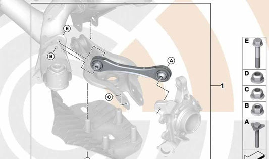 Kit di riparazione del braccio di sospensione sinistra OEM 3332246806 per BMW F20, F21, F22, F23, F30, F31, F34, F35, F32, F33, F36. BMW originale.