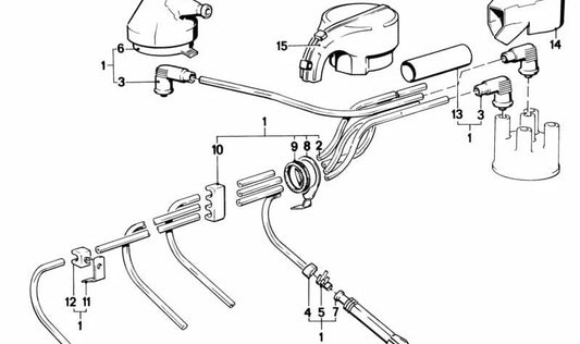 Manguito espiralado OEM 61131363374 para BMW E30 y E28. Pieza del mazo de cables de encendido. Recambio original BMW.