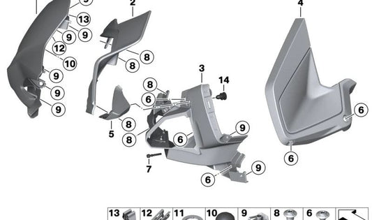 Capa direita Faro Faro OEM 46638414920 para BMW Motorrad R 1250 RT (RK52) de 11/2020 a 09/2023. BMW Motorrad original.