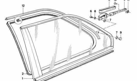Ventana abatible verde izquierda para BMW Serie 3 E30 (OEM 51361927087). Original BMW