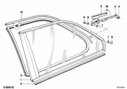 Tuerca de ventanilla OEM 51361942192 para BMW Serie 3 E30 (316i, 318i). Original BMW.