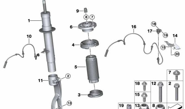 Soporte superior de amortiguador OEM 31336788339 para BMW E81, E82, E87, E88, E90, E91, E92, E93. Original BMW.