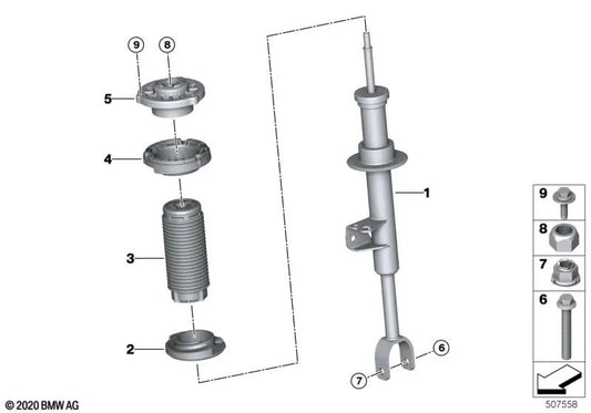 Front right shock absorber for BMW G30, G30N (OEM 31316866594). Original BMW