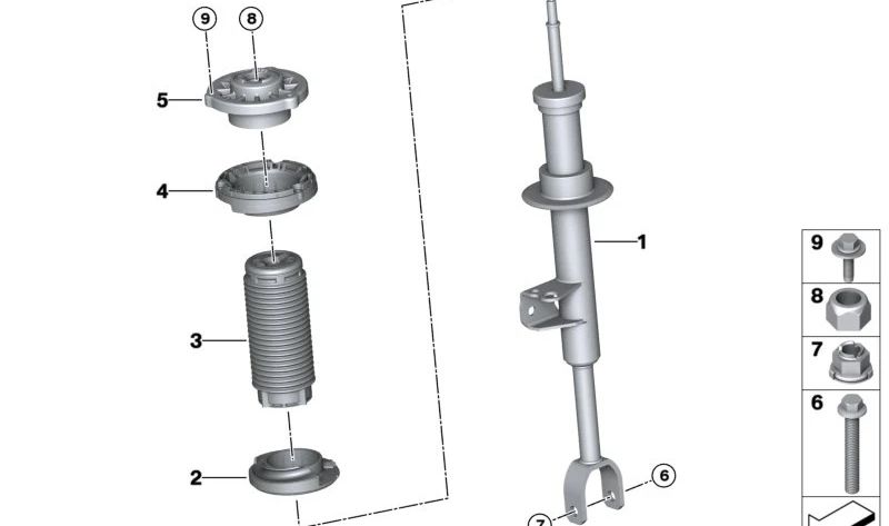Amortiguador delantero derecho para BMW Serie 5 G30, G30N (OEM 31316896008). Original BMW.