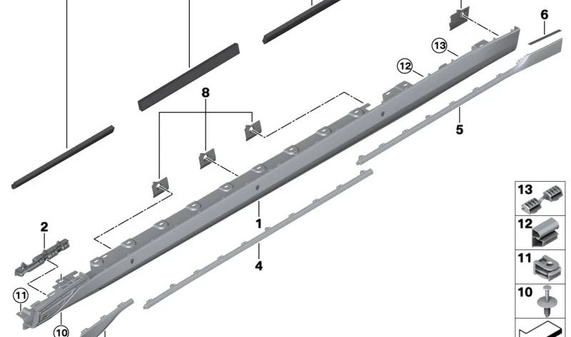 Cubierta lateral inferior derecha imprimada OEM 51775A62B34 para BMW Serie 7 G70 (735i, 740d, 740d xDrive, 740i). Compatible con todos los modelos indicados. Pieza original BMW.