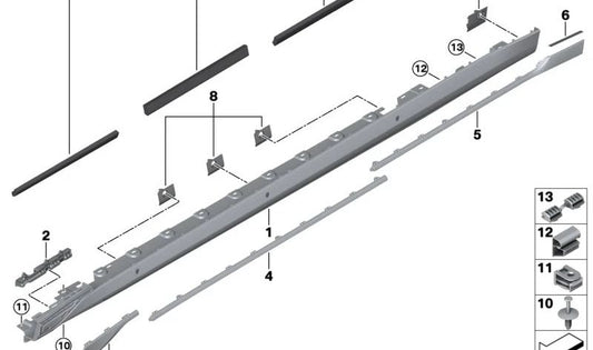 Cubierta lateral inferior derecha imprimada OEM 51775A62B34 para BMW Serie 7 G70 (735i, 740d, 740d xDrive, 740i). Compatible con todos los modelos indicados. Pieza original BMW.