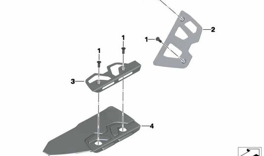 Suplemento estribo central derecho OEM 46637725130 para motos BMW C 600 Sport, C 650 Sport. Original BMW Motorrad.