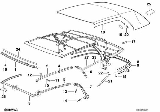 Trilho traseiro direito para BMW 3 E36 Series (OEM 54318135294). BMW original
