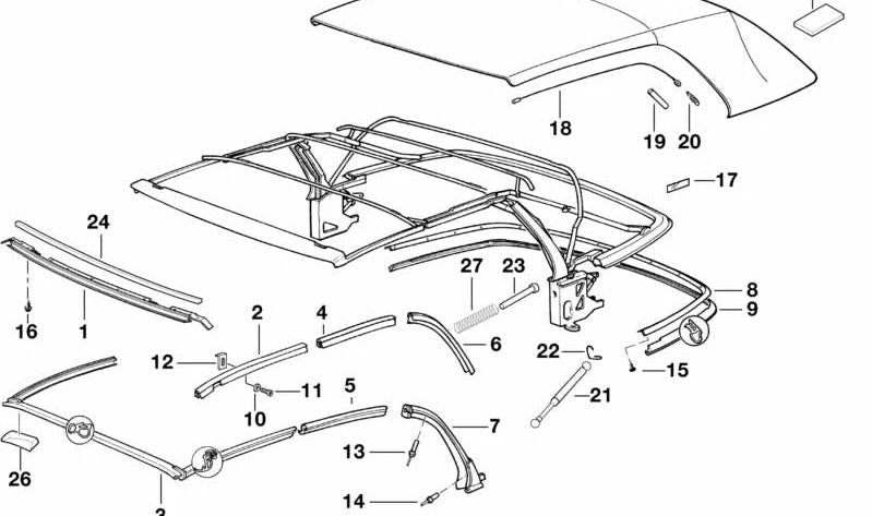 Remache ciego para BMW Serie 3 E36, E46, Serie 6 E64 (OEM 54311972213). Original BMW