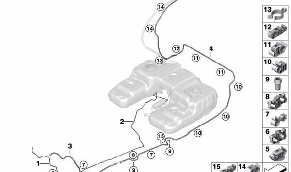 Clip de fijación de tubería OEM 07147311617 para BMW F15, F16, E89. Original BMW.