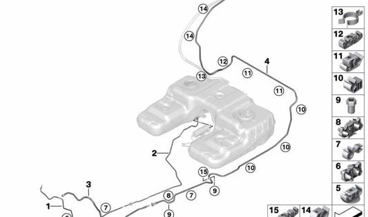 Soporte para manguitos OEM 16127207619 para BMW X5 {E70, E70N, F15, F85} y BMW X6 {E71, E72, F16, F86}. Original BMW.