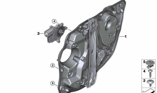 Suporte à porta traseira direita OEM 51358498856 para BMW G20, G20N, G21, G21N, G80, G80N, G81, G81N. BMW original.