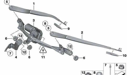 Passenger side wiper arm OEM 61617182593 for BMW F01, F02. Original BMW