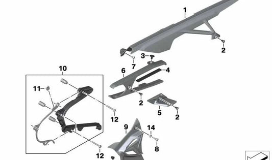 Proteção traseira OEM 33358361543 para motocicletas BMW M 1000 R, M 1000 RR, S 1000 R, S 1000 RR. Originais BMW Motorrad.