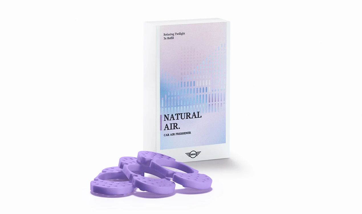 Recarga de fragancia Natural Air Relaxing Twilight, juego de 3 unidades OEM 83125A7DCA9 para MINI F55 LCI, F56 LCI… y más. Original MINI.