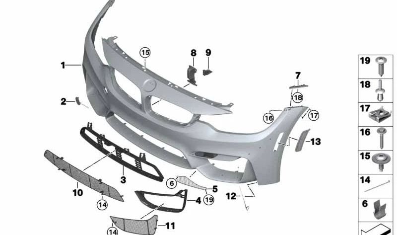 Soporte lateral derecho OEM 51118057256 para BMW F80, F82, F83. Original BMW.
