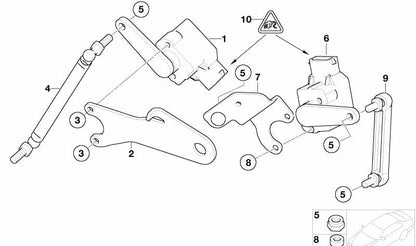 Soporte sensor de altura derecha para BMW Serie 5 E60, E61, E61N, Serie 6 E63, E64 (OEM 31126760824). Original BMW
