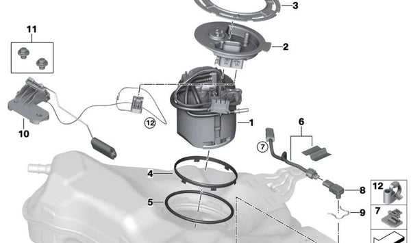 Clip de fijación OEM 16119425957 para BMW G20, G20N, G21, G21N, G31N, G60, G61, G90, G70, G01, G01N, G05, G05N, G09. Original BMW.