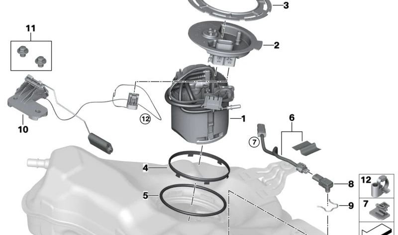 Anneau de support OEM 16117303939 pour BMW F45, F30, G20, G21, F18, G30, G31, G38, G60, G61, G90, G11, G12, G70, F48, F49, F39, G01, G05, G09, I01, I12, I15, F60. BMW d'origine.